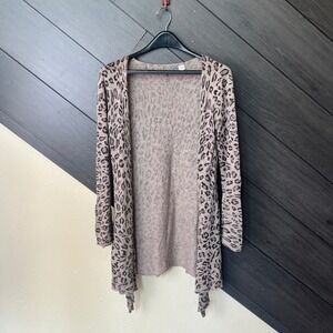 ACrobat Women's Leopard Print Silk Cashmere Cardigan S Brown Boho Y2K Soft Girl
